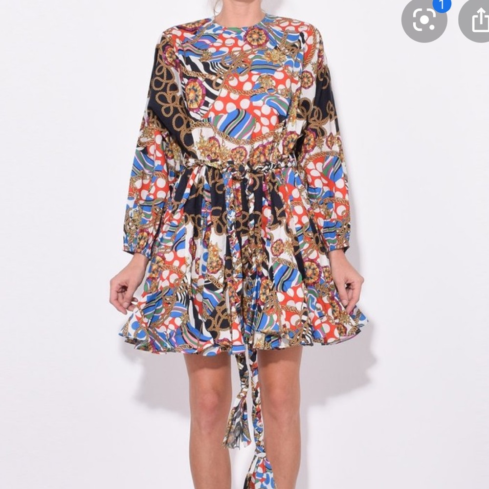 Rhode Multicolor Patterned Mini Dress - image 1